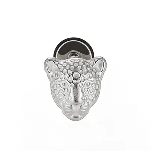 Stainless steel leopard head piercing stud earring, retro punk style body jewelry for men women.
