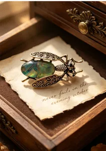 Vintage abalone shell insect moth brooch pin for suit coat chic retro jewelry detail shot