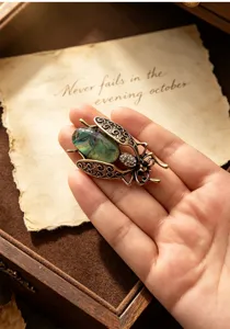 Vintage faux abalone shell insect brooch retro crystal moth lapel pin for women suit coat.
