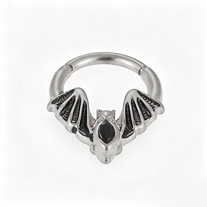 Edelstahl Gothic Fledermaus Scharnier Segment Klicker Nasenring Piercing Schmuck
