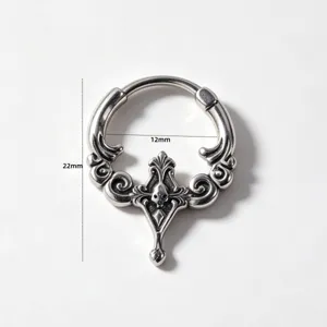 Roestvrij Staal Gothisch Kruis Schedel Septum Ring Vintage Punk Piercing Sieraden