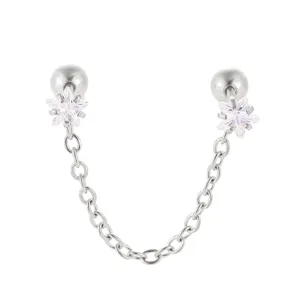 boucles d'oreilles doubles en acier inoxydable 316l avec cristaux de zircon étoile pour cartilage.
