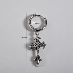 Roestvrij staal kruis kroon oorringen vintage punk stijl gotische sieraden voor u