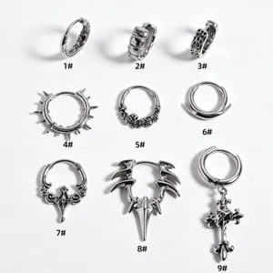 Roestvrijstalen retro kruis oorringen set punk gotische stijl sieraden accessoires voor dames
