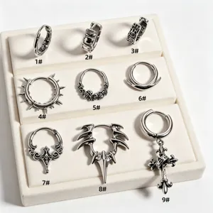 Vintage 316L Roestvrij Staal Gotisch Kruis Kroon Oorbellen Punk Retro Oorbellen Oorringen Voor Mannen Vrouwen Sieraden