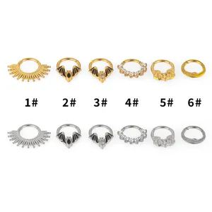 Gothic Fledermaus Sonnenstrahlen 316L Edelstahl Septum Clicker Nahtloser Scharnierring Nasenreifen Piercing Schmuck Zirkonia Eingelegt