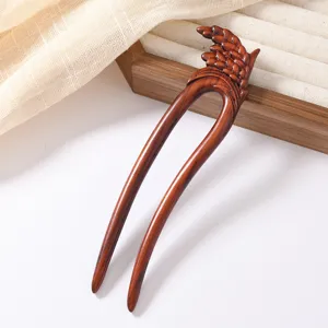Epingle a cheveux en bois de santal rouge sculptee style retro chinois pour cheveux
