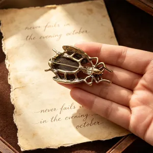Vintage bronze insect moth brooch pin for women fashion coat suit retro aesthetic jewelry accessory