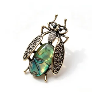 Vintage imitation abalone shell insect moth brooch pin for women suit coat accessories