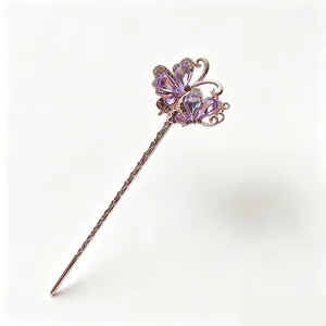 Elegant butterfly hair stick rose gold crystal hairpin vintage chinese hair accessories