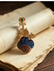 Spilla pipa ricamata in stile vintage cinese elegante accessorio per abbigliamento