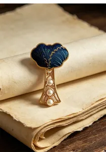 Neues chinesisches besticktes Schloss-Broche mit Perlen, eleganter Stoff-Pin für Hanfu und Anzug.