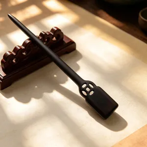 Traditional Chinese style wooden hairpin with hollow design, ideal for Hanfu daily wear.