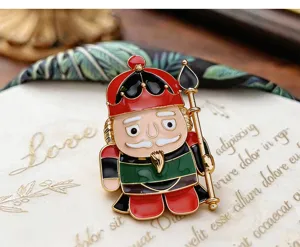 Cute nutcracker soldier enamel brooch pin retro cartoon guard badge for clothes jackets
