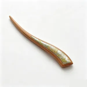 Traditional Chinese style wooden hair stick with brocade inlay, elegant hairpin for Hanfu.