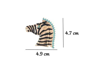 Vintage enamel zebra brooch pin with turquoise beads, stylish animal lapel jewelry for coats.