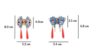 Chinese style imitation cloisonne butterfly fan hair claw clip with tassel elegant accessories