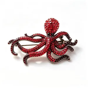 Vintage rhinestone octopus brooch full drill marine animal pin luxury coat suit accessory
