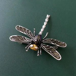 Vintage Alloy Rhinestone Dragonfly Brooch Enamel Insect Lapel Pins For Women Men Coat Sweater Jewelry Accessories Gifts
