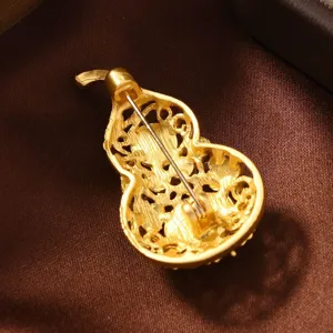 Spilla zucca cava oro opaco stile cinese vintage accessorio spilla per abito hanfu