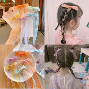 Koreanischer Stil Mädchen Quaste Schleife Haarspangen Handgefertigte Organza Band Haarnadeln Kinder Süß Haarschmuck