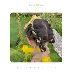 Eleganter gelber Haarschleifen-Clip im koreanischen Stil für geflochtene Mädchenfrisuren