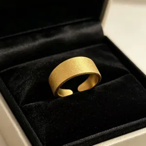 Minimalistisch Geometrisch Roestvrij Staal Brede Band Open Ring Mat Verguld Verstelbaar Anti Verkleuring Ring Vrouwen