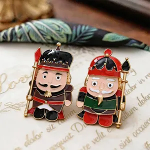 Vintage Nutcracker Soldier Brooch Pin Cute Enamel Zinc Alloy Guard Lapel Pin Cartoon Character Decoration For Women Men Jewelry
