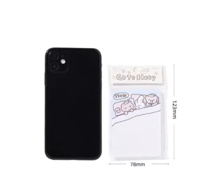 Detailed view of cute Korean style sticky notes pad, 123x78mm compact memo paper, 50 sheets.