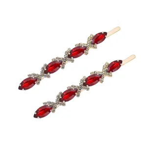 Barrette à cheveux en alliage de strass de style coréen épingle à cheveux longue en cristal de verre vintage accessoires de cheveux géométriques en œil de cheval pour femmes
