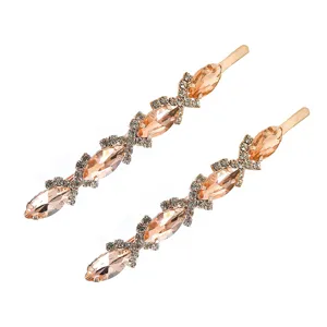 Élégante longue pince à cheveux en cristal pour femmes strass étincelants accessoires mode.