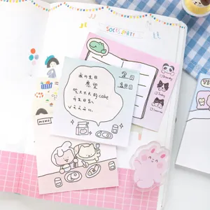 Cute aesthetic sticky notes memo pad set for journaling, school stationery supplies.