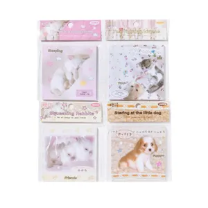 Vintage cute animal sticky notes set memo pad cute kittens puppies 4 packs for daily use
