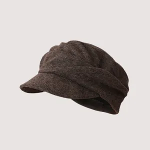 Berretto con visiera stile giapponese retrò marrone cappello invernale autunnale da donna.