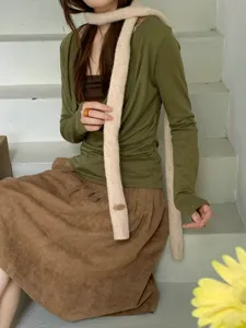 Gestrickter hohler langer Schal für Damen, eleganter Herbst Winter warmer Halswärmer.