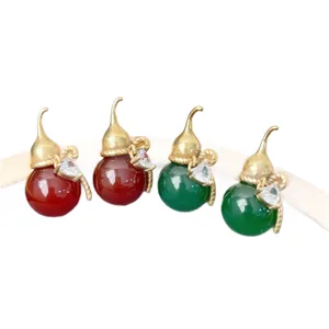 Retro chinesischer Stil rot und grün Achat Kürbis Anhänger Ohrringe Hauptprodukt Ansicht Schmuck