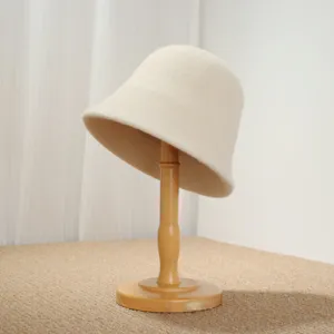 Detailed view of the vintage wool bucket hat, showcasing fine texture and design.