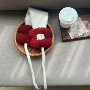 Cozy plush strap earmuffs for women, stylish autumn and winter warm windproof ear warmers.