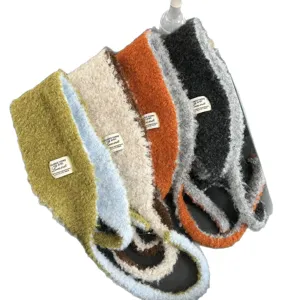 Cache-oreilles en laine d'agneau bicolore style coréen peluche chaud pour l'hiver doux.