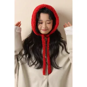 Koreanischer Stil Einfarbig Minimalistischer Lammfell Warmer Ohrenwärmer Winter Kälteschutz Gebundener Schal Gestrickter Nackenschwärmer