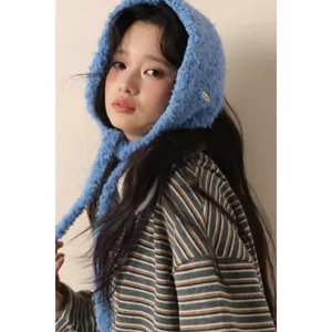 Koreanischer Stil einfarbige Sherpa warme Ohrenklappe Mütze Damen Winter winddicht Bindegurt Hauptbild