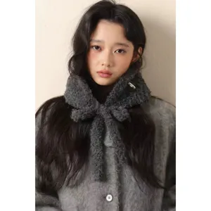 Koreanischer einfarbiger Plüsch Ohrmwärmer Strick Schal Damen Winter Kälteschutz Zubehör