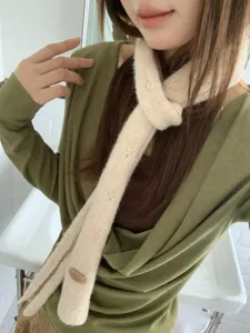 Koreanischer Stil Herbst Winter Strickschal einfarbig schmaler Baguette Schal warme Damen Accessoire