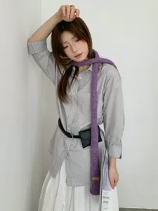 Koreanischer schmaler Strickschal für Damen, einfarbiger, kuscheliger langer Winterschal.