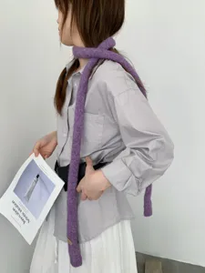Koreanischer Stil Herbst Winter einfarbiger Strick schmaler Schal stilvoller Baguette Schal