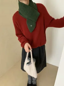 Wollener Spitzschal für Damen, Herbst Winter warmer Halswärmer, schickes Design.