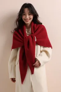 Herbst Winter einfarbig gestricktes Dreiecktuch warmer kuscheliger Schal Damen neu.
