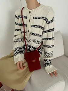 Herbst Winter Retro gestrickte Schulter Umhängetasche Handy Tasche, süße mode Accessoire.