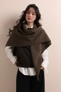 Herbst Winter Damen braun Strick Schal Tuch gemütlich warm modisch Lagenlook Oberbekleidung