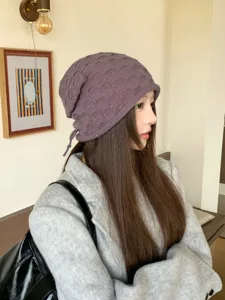 Stylische glitzernde Strick Beanie Mütze für Damen, Herbst Winter warme verstellbare Kappe.